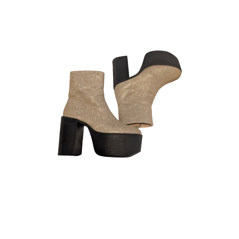 Urban Outfitters Women’s Platform Block Heel Ankle Boots Size 7 Beige Black